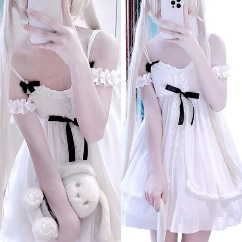 

Yeqiong Y2K Cosplay Pajama Dresses Set Spring Clothing Japan Young Princess Girls Anime Qiong Girls Same A-line Pajama Skirt New