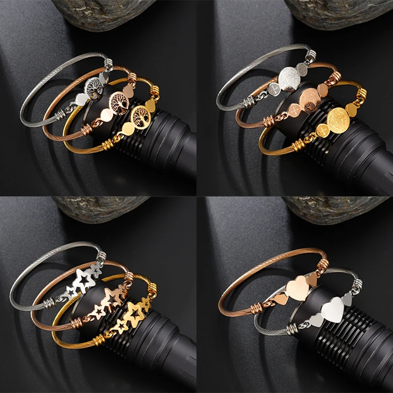 Nextvance brazalete de acero inoxidable religión catolicismo San Benito Rosario pulsera Jesús árbol de la vida corazón joyería cristiana regalos