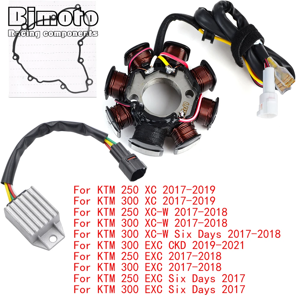 

250XC Engine Stator Coil+Voltage Regulator rectifier For K-TM 250 300 XC XC-W EXC CKD Six Days 2017-2021 With Gasket