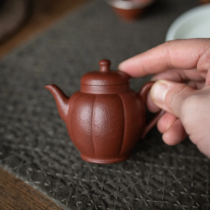 

Yixing Purple Clay Pot Raw Mine Dahongpao Zhu Ni Chinese Style Imitation Ancient Ming Palace Lamp With A Small