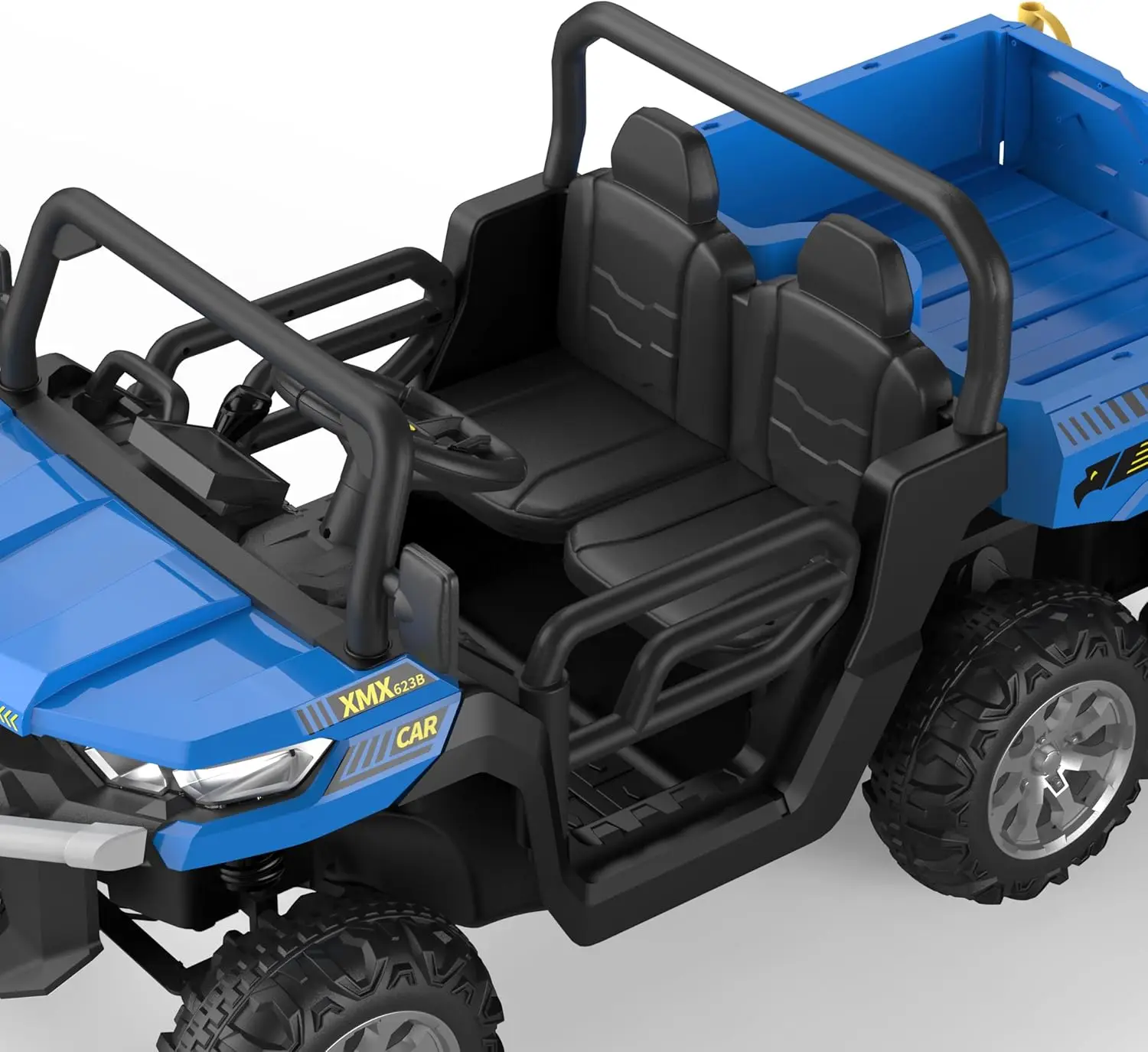 24V 2 Seater 6 Wheel Ride On Dump Truck with Parent Remote Control, 4WD Electric Car for Kids UTV Style Dump Bed & Music Horn