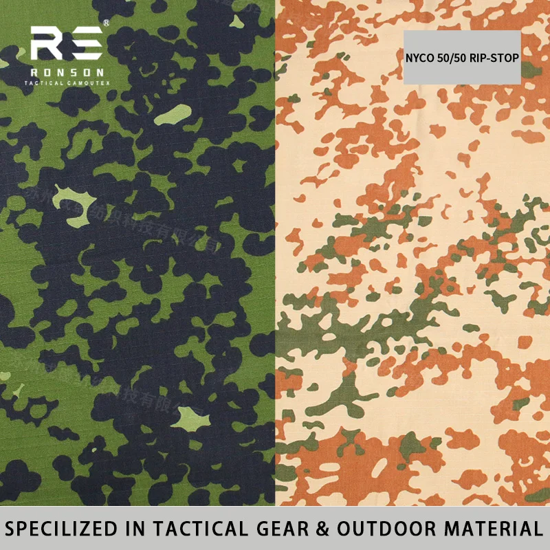 M84 DENMARK Desert FLECTARN Camouflage Fabric NYCO50/50 Rip-stop Printed Nylon Cotton Camouflage Waterproof IRR for Tactical Use