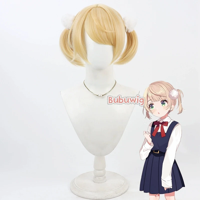 Bubuwig cabelo sintético shigure ui cosplay perucas com decoração de cabelo virtual youtuber shigure ui loira cos peruca resistente ao calor