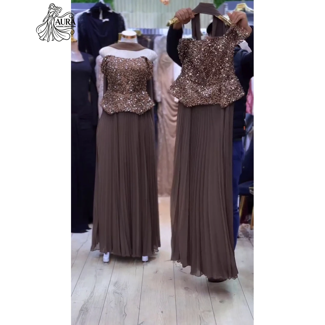 

Aura Ribbon Long Evening Dresses for Weddings Line A Korean Popular Dress 2026 Woman Custom Made Sequins Prom Dresses Luxury