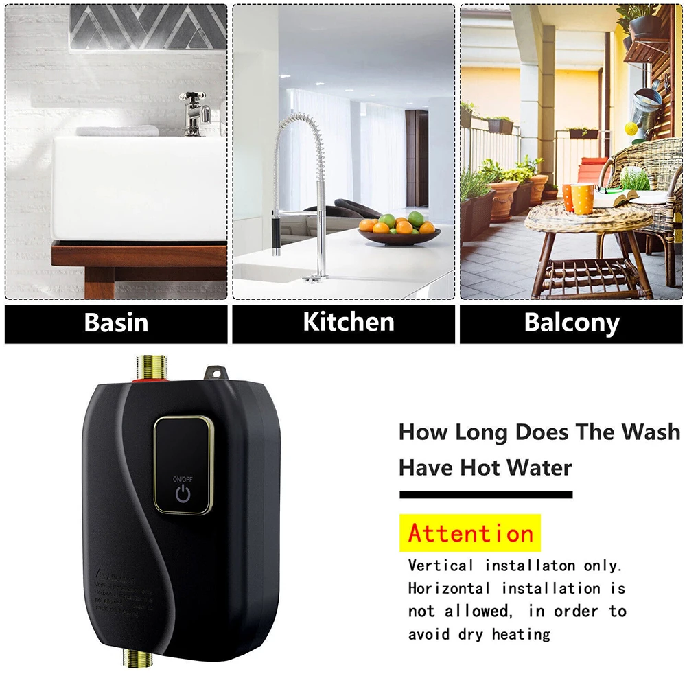 

LCD Temperature Display Kitchen Bathroom V Or V Wall Mounted Design Efficient And Reliable Electric Instant Water Heater