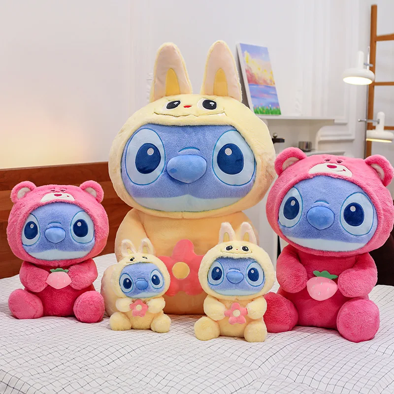 

Дисней мультфильм синий стежок Cos клубничный медведь Labubu плюшевая кукла мягкая подушка для сна игрушки украшения детские подарки на день рождения