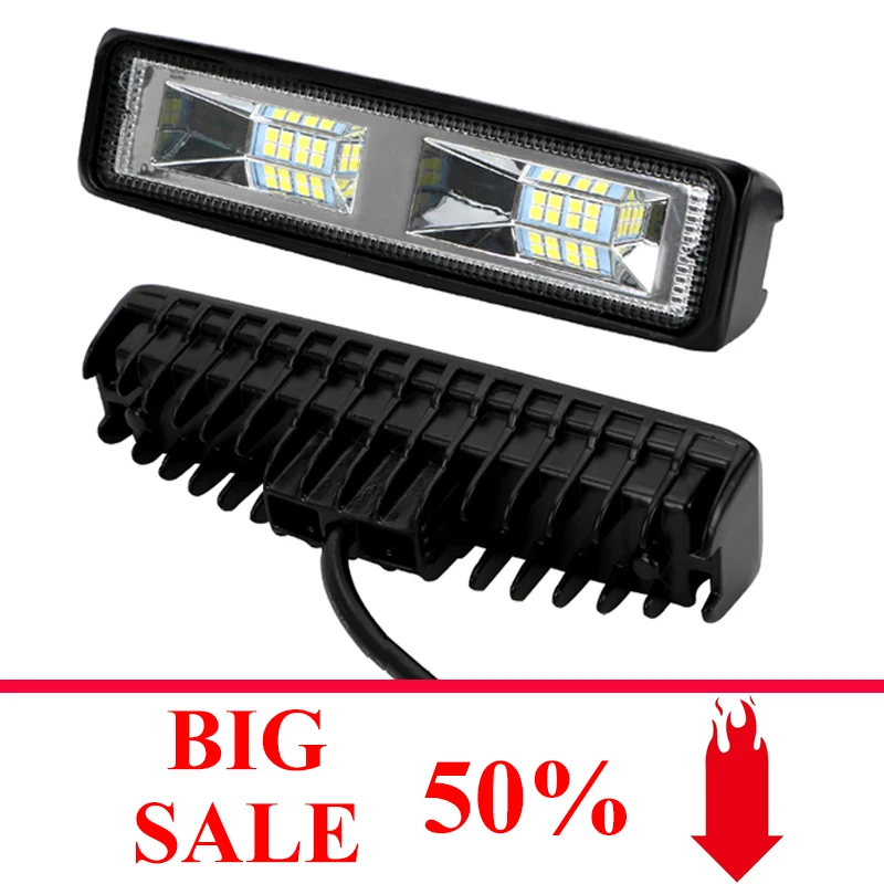 

6inch 18W White Work Light LED Bar Thick Aluminum Shell for Off Road 4x4 SUV ATV Niva Motorcycle Truck Trailer Fog Lamp DC12-24V