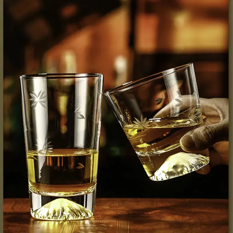 2/1 قطعة كوب جبل الثلج شفافة اليابانية جبل فوجي ويسكي الزجاج كوب الإفطار الحليب شرب البيرة النبيذ عصير الفاكهة أكواب هدية #3