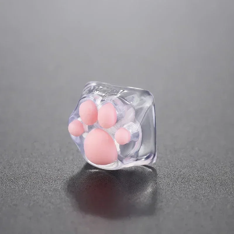 Kawaii Pink Cat Claws Keycaps 3D Printing Resin Transparent Cherry Blossoms Keycap Pc Gamer Mechanical Keyboard Akcesoria