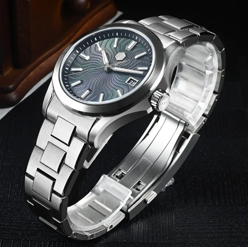 San Martin Men Automatic Watch Gada 39mm Mechanical Wristwatch 10Bar Waterproof Luminous Sapphire Guilloche MOP Dial Miyota 9015