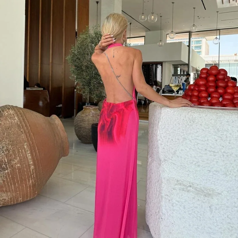 Elegante Halter Mouwloze Lange Jurken Voor Vrouwen Sexy Backless Hip Pakket Vrouwelijke Lange Jurk 2024 Zomer Dame Avondfeest Gewaad