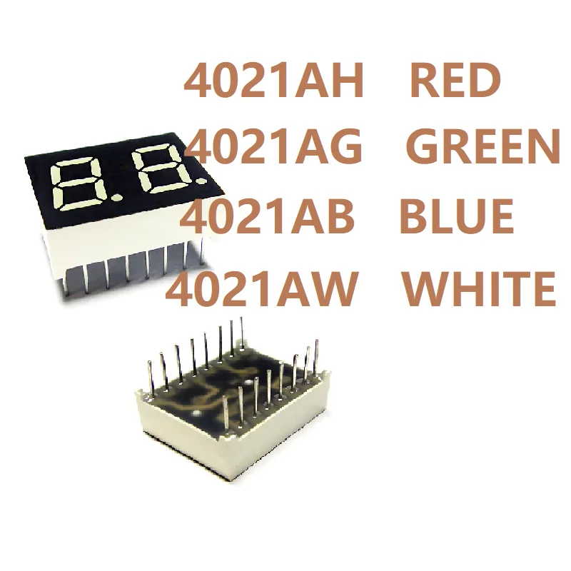 10PCS 4021AH 4021AB 4021AG 4021AW 0.4 Inch Common Cathode Two Digit Seven Segment Led Display Tube 16Pin Red Blue Green White
