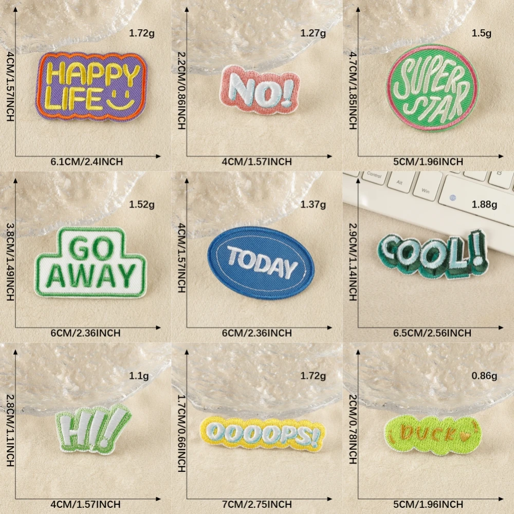 

Значок с компьютерной вышивкой, мультяшные буквы, крутые нашивки, аксессуары для одежды, самоклеящиеся нашивки «сделай сам»