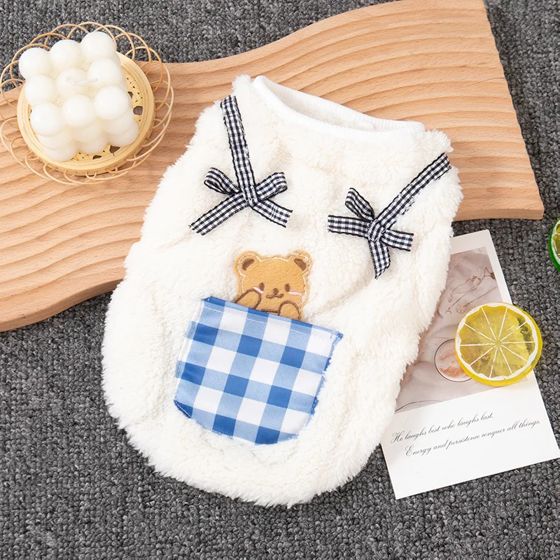 

Autumn/Winter Fleece-Lined and Thickened Dog Clothes Small Bear Vest Cat Clothes Teddy Small Dog Pet Clothing Wholesale