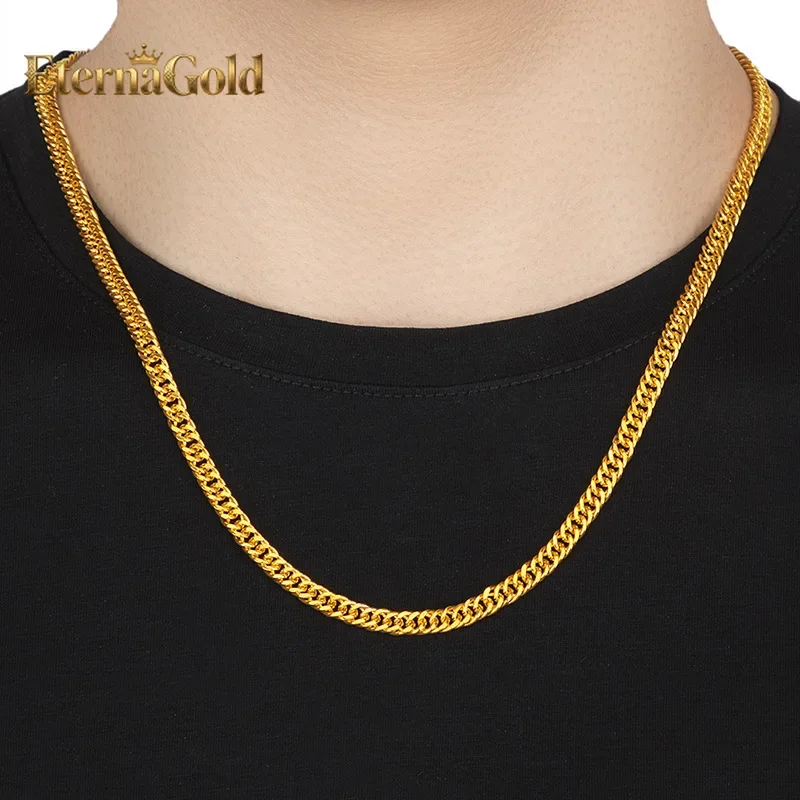 

EternaGold Luxury 24K 9999 Pure Gold real gold Men's Necklace Boss Chain Men's and Women's Tank Chain