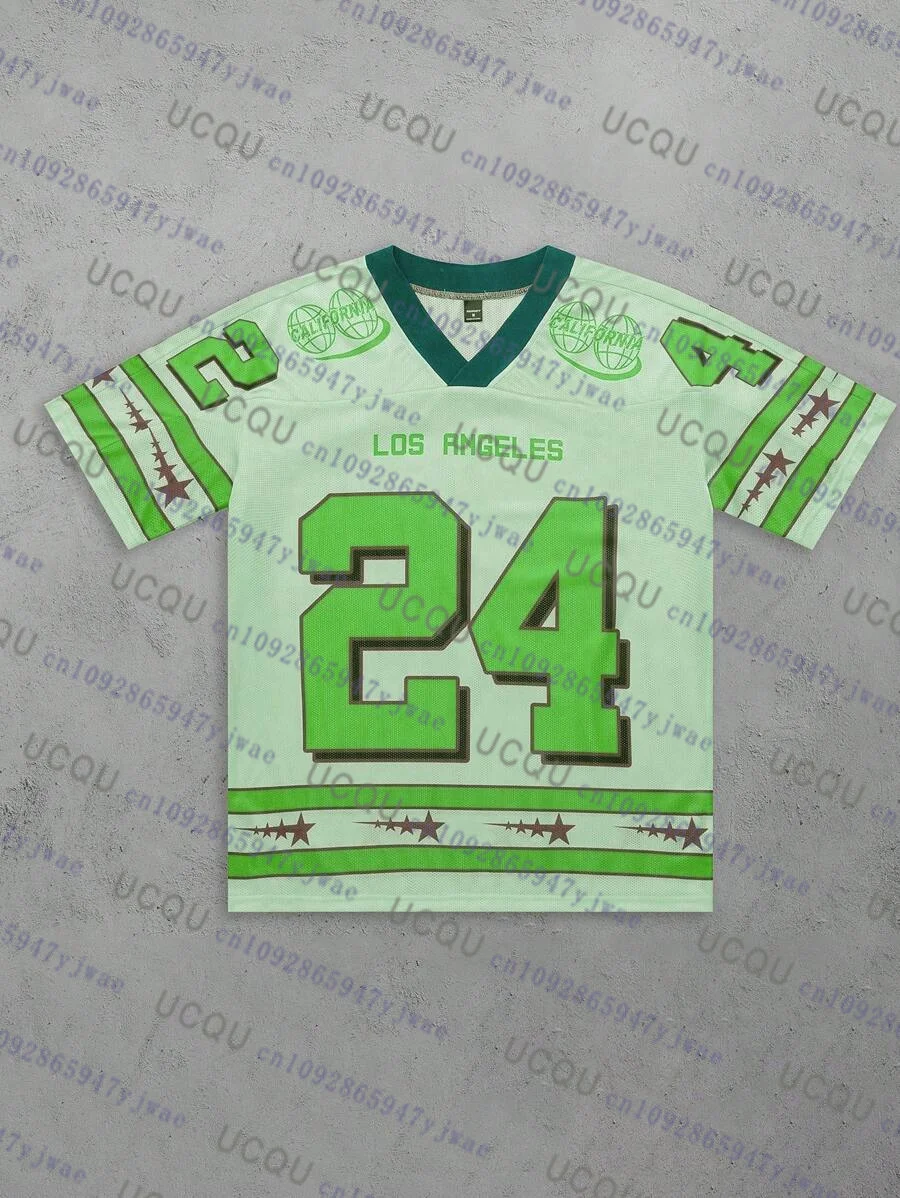 الصيف موضة لوس الملائكة 24 قميص مطبوع للرجال النساء الخامس الرقبة شبكة هول قصيرة الأكمام كرة القدم الرياضية جيرسي Y2K فضفاض الرجال الملابس #5