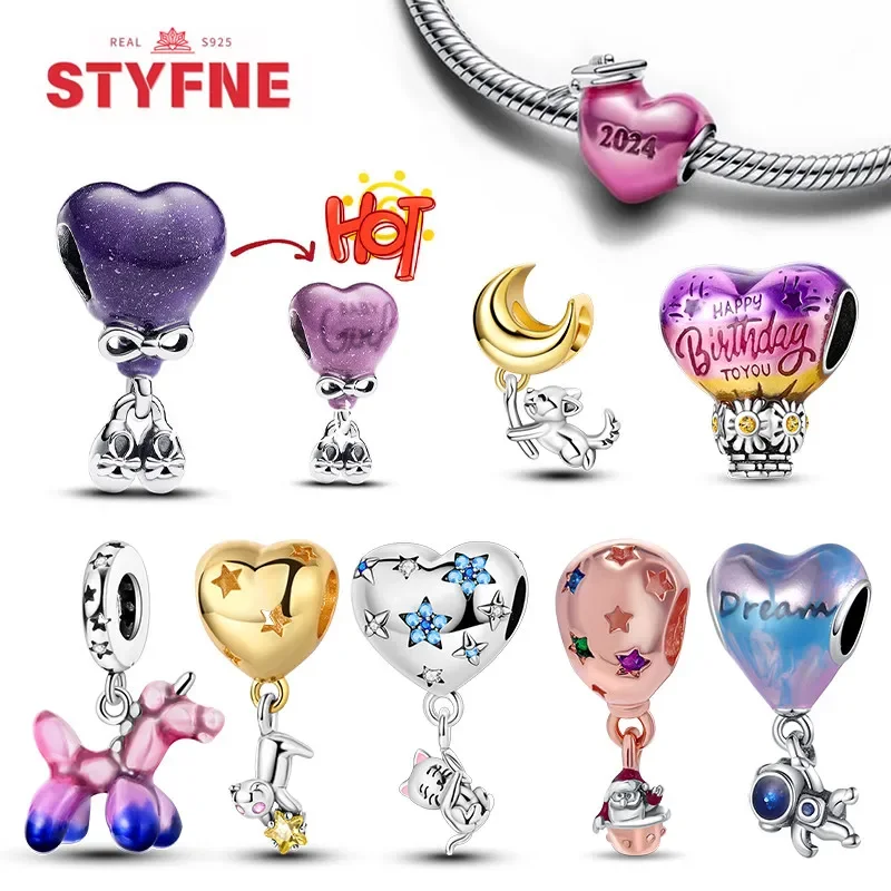 925 Silver Hot Color-changing Charms Balloon Beads For Original Bracelet Bead for Women DIY Love Changes Color Charm Jewelry