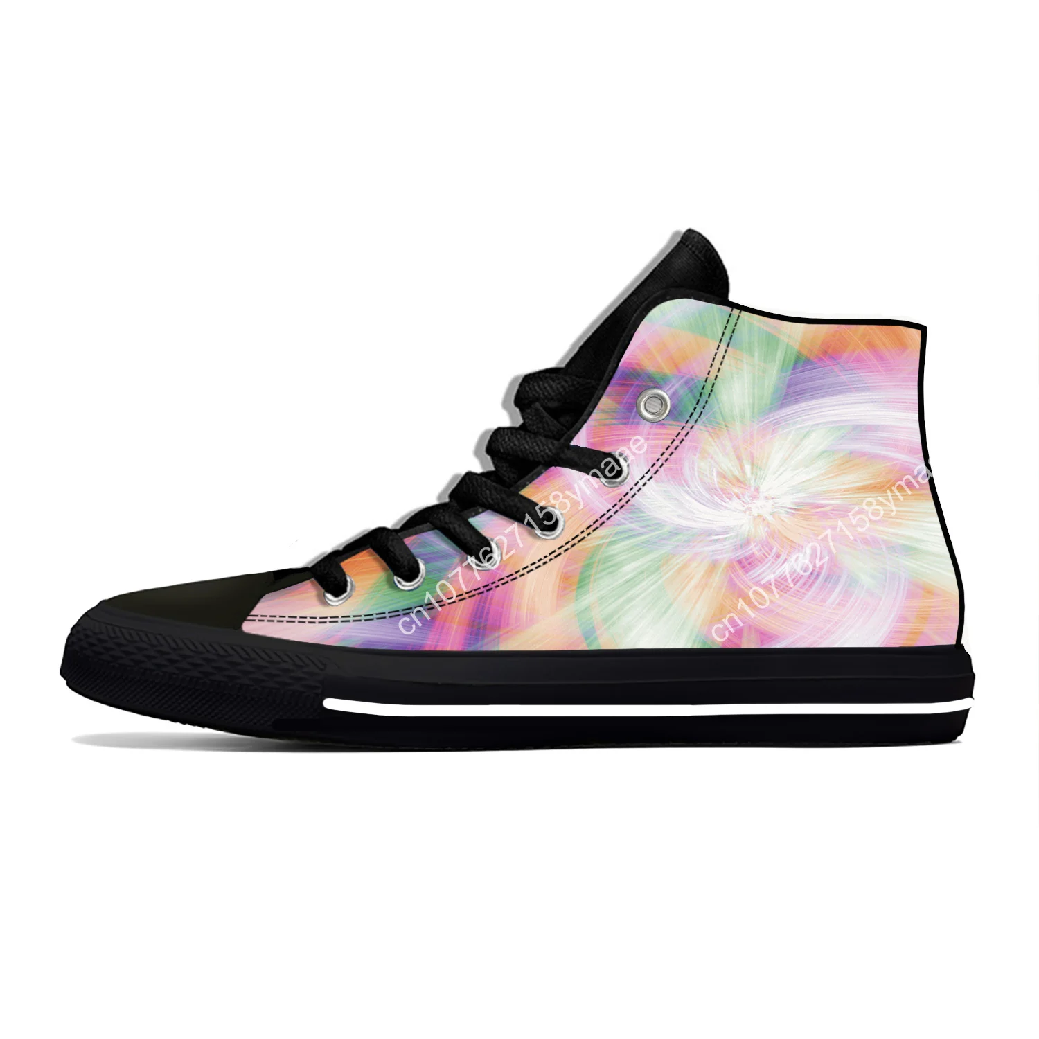 Hot Colorful Vortex Tie Dye Swirl Abstract Rainbow High Top Canvas Shoes Men Women Casual Breathable Sneakers Latest Board Shoes