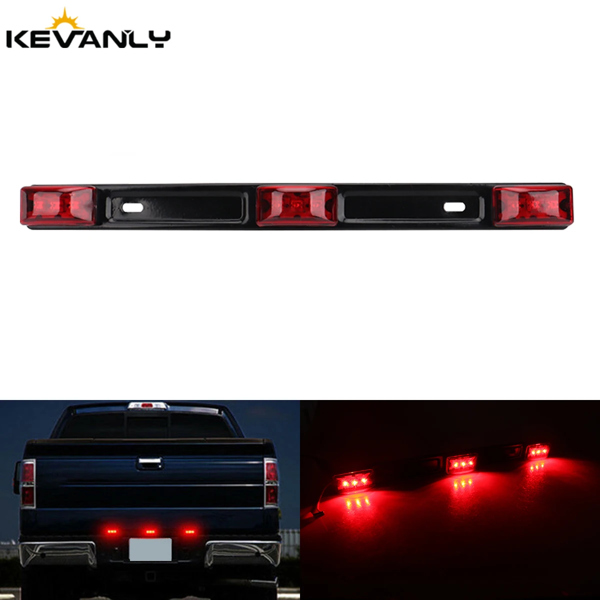 

9LED Truck Rear LED Taillight 3 Light Clearance Side Marker Lamp Bar Automobile Signal Indicator Lamp for Pickup Truck RV UTV