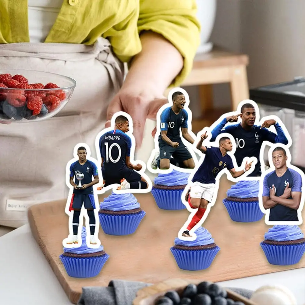 30 قطعة من زينة حفلات أعياد الميلاد على شكل نجمة كرة القدم، بالون مستلزمات حفلات كيليان ستار، لافتة عيد ميلاد سعيد، حفلة كعكة علوية للأطفال #5