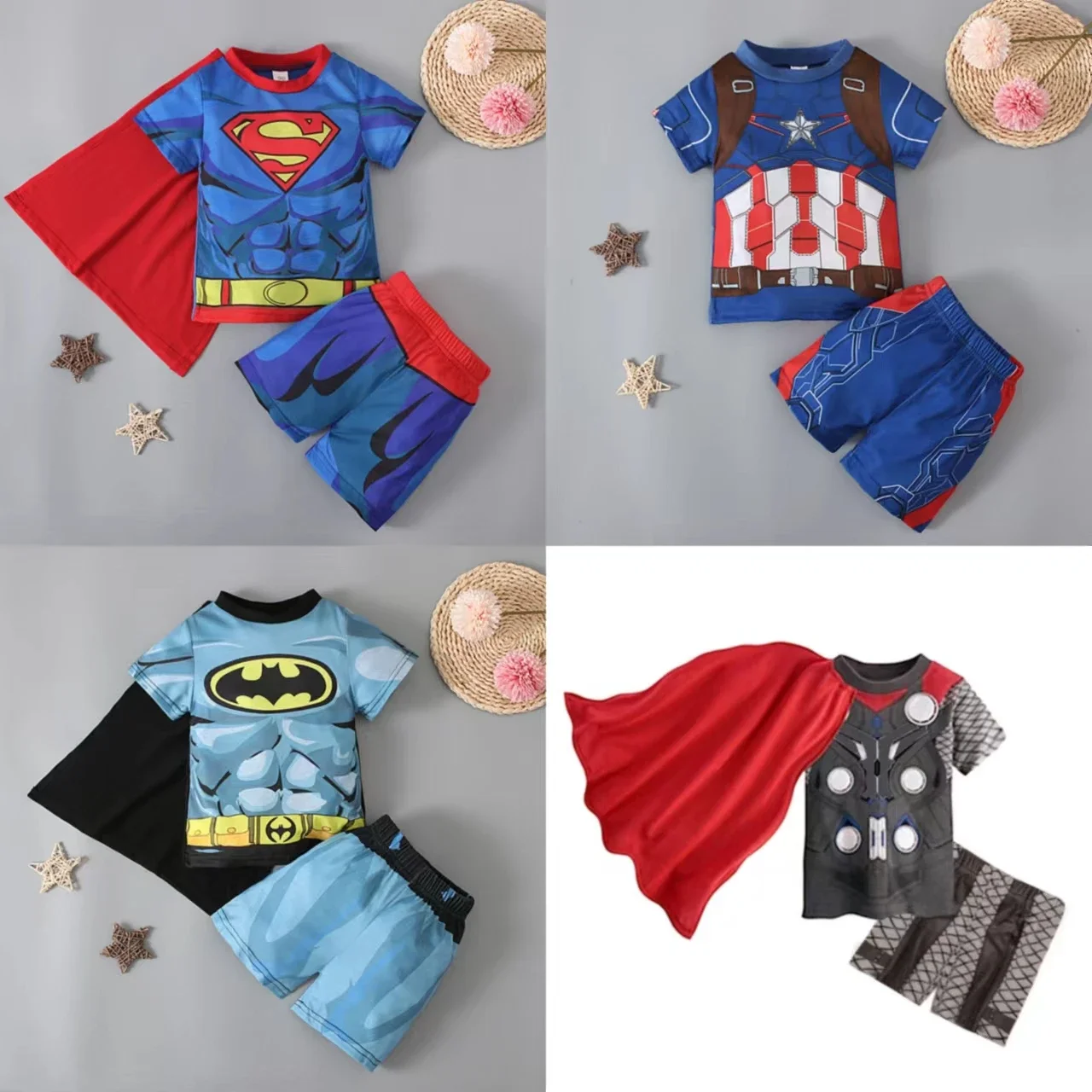 2024 Hot Avengers Superhero Costume Sets for Kids Spiderman Iron Man Cotton Pajamas Suit Boys Long Sleeve Christmas Sleepwear