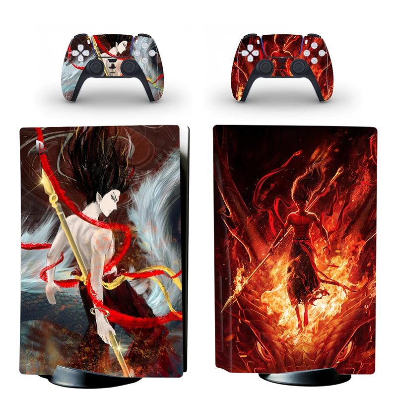 New Nezha Anime Design PS5 Disc Skin Sticker Decal Cover for PS5 Disc Edition Console Controller PS5 Disk Skin Sticker Vinyl