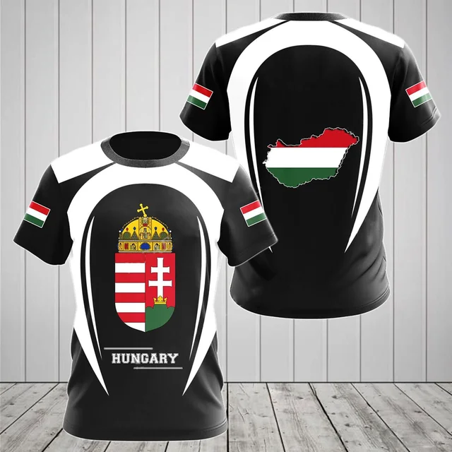 3D Print Hungary Flag T-shirt For Men Summer Short Sleeve Round Neck Tee Tops Oversized Retro Mens Tshirt Streetwear