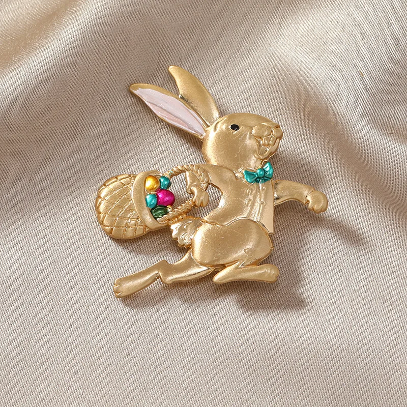 Vintage Women Girls Baroque Cute Rabbit Metal Brooches Pins Lady Fashion Retro Trendy Design Animal Gold Color Badges Corsage