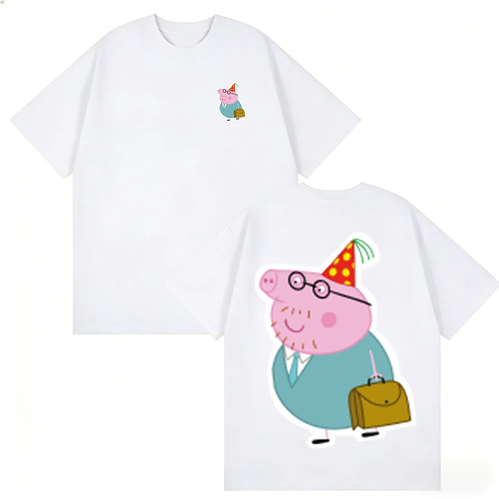 

Футболка Peppa Pig 2026 Summer Cartoon Graphic Cotton Print от Hasbro, детская и унисекс, свободного кроя, повседневная, дышащая, в стиле Y2K