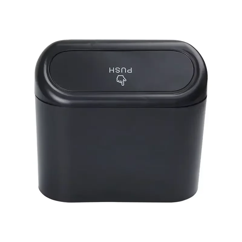 

Car Flip Top Trash Can Interior Trash Storage Organizer Storage Box Black ABS Square Universal Organizer Interior Accessories