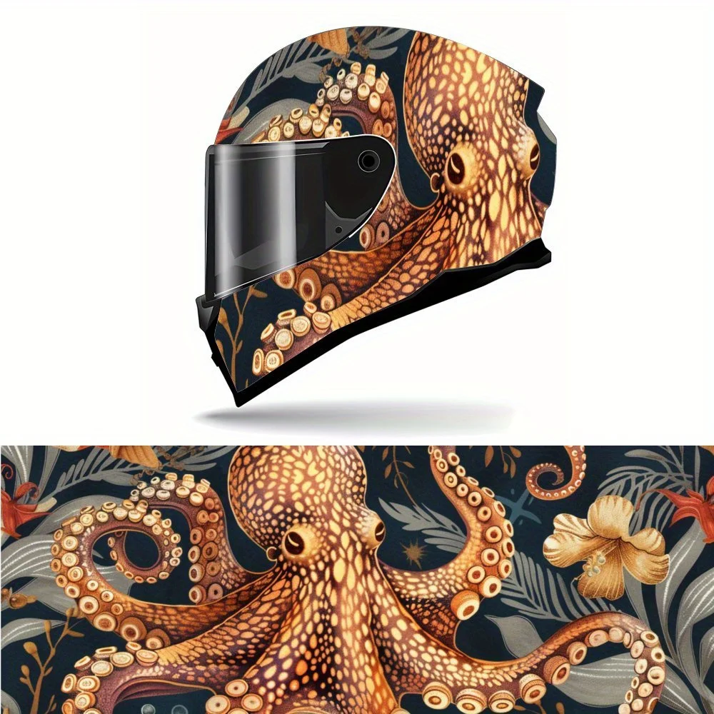 

Fantasy Ocean Octopus Print Full Helmet Wrap Sticker Motorcycle Helmet Racing Graphic Decal Vinyl Wrap Helmet Decorative Sticker