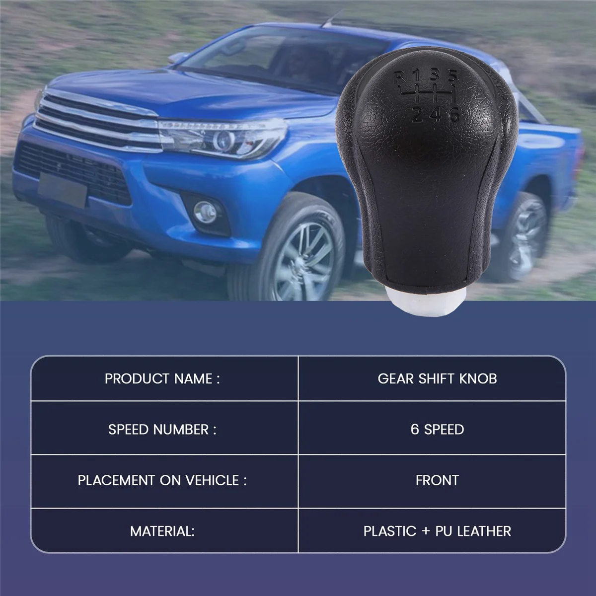 Car Manual Leather Gear Shift Knob Gear Handball Lever for Toyota Hilux Revo 6