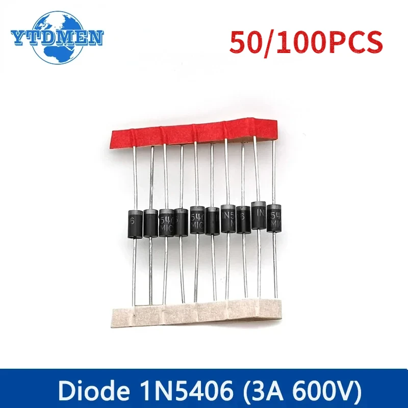 50/100pcs Rectifier Diode 1N5406 IN5406 Diodes 3A 600V DO-27 Electronic Component