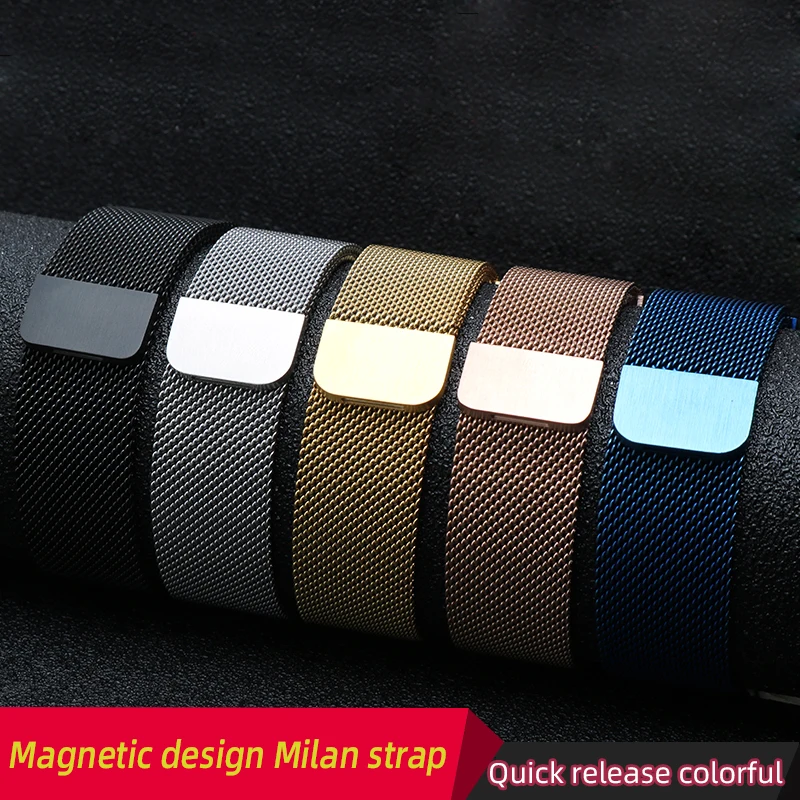 12 14 16 18 20 22mm Thin magnetic Milan Chain mesh watchband Stainless steel watch strap men women For any brand for Huawei GT3