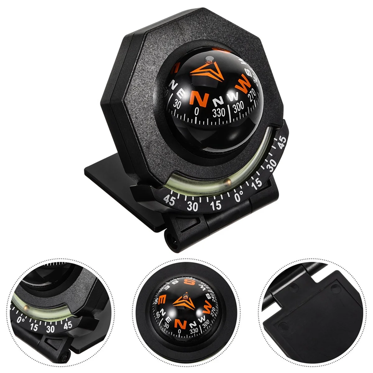 Car Compass Ball Shaped Variable Navigation Dashboard Car Compass Direction Pointing Guide for Car Boat Cycling Hiking