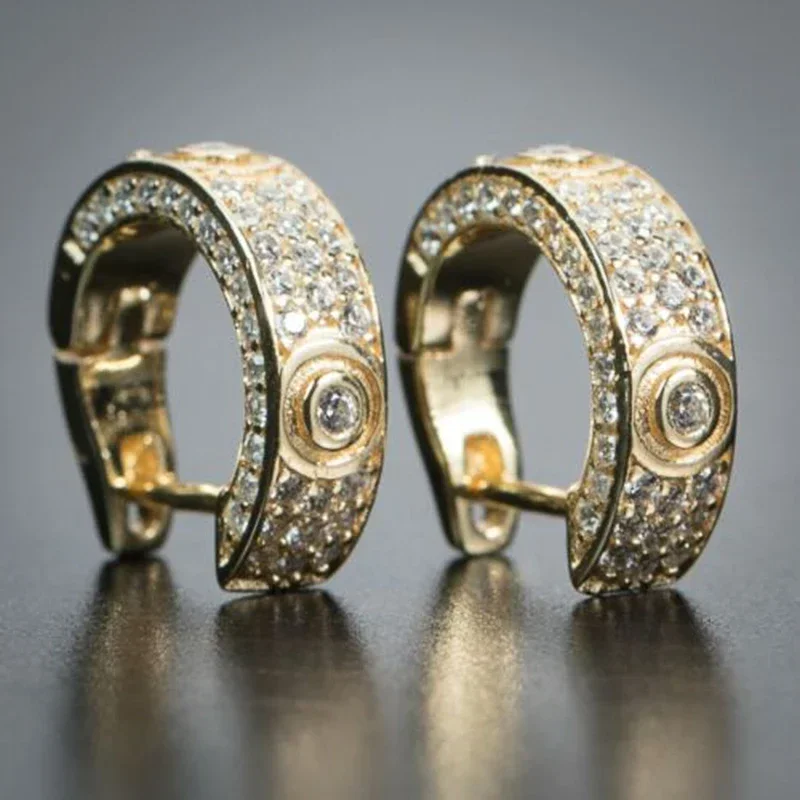 New Hip Hop Hoop Earrings for Women Men Teens Newly Design Brilliant Cubic Zirconia Luxury Accessories Trendy Jewelry 2026