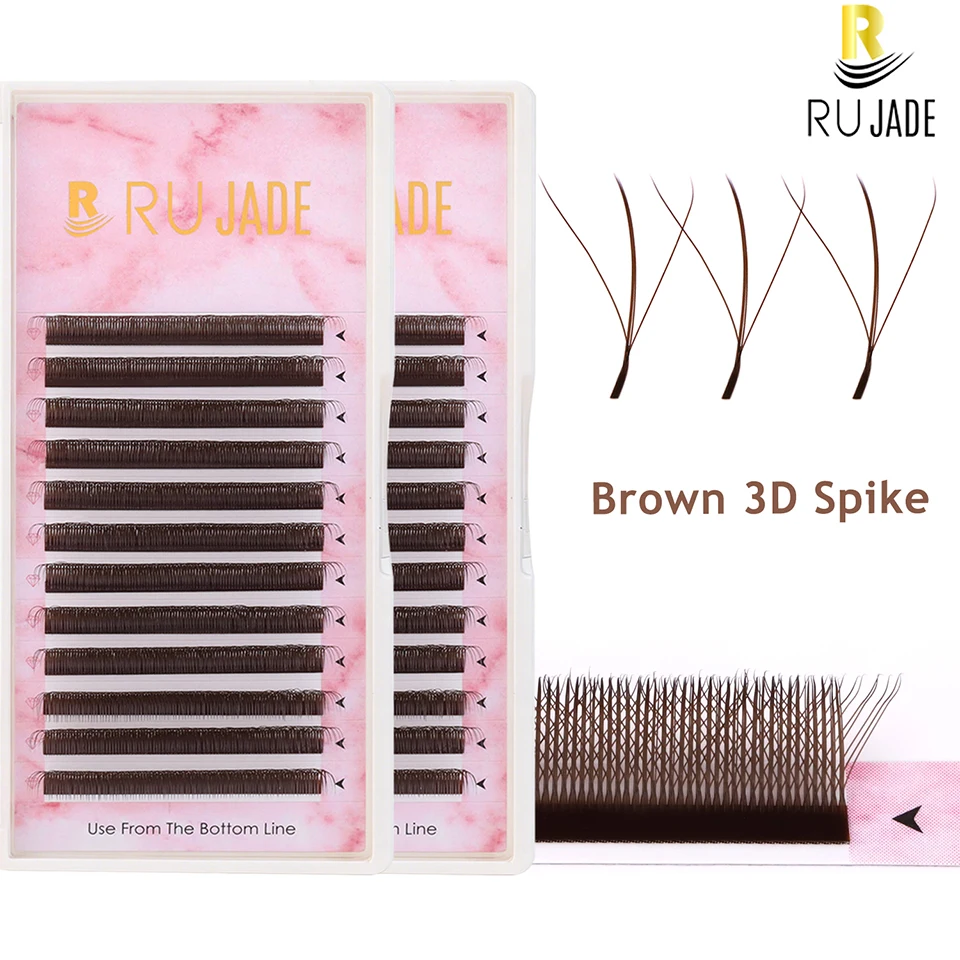 

Rujade New 3D Spike Eyelash Extension Ultra-narrow Premade Fans Lashes W Style Lashes Faux Mink Individual Lashes Supplie
