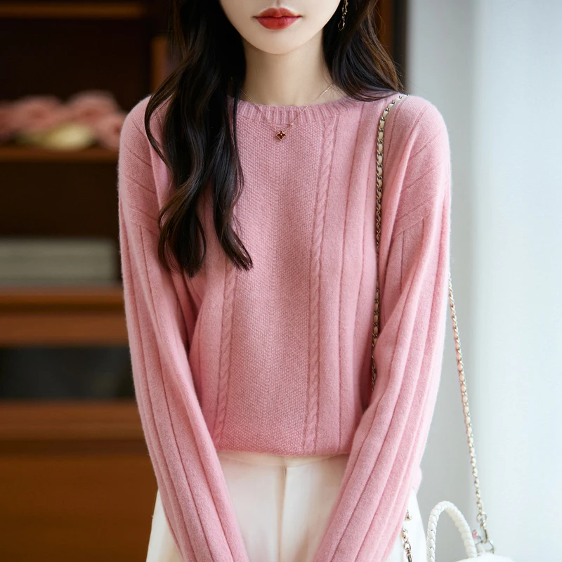 Daily Women's Sweater Pullover 100% Merino Wool Sweater Autumn Winter Female Clothing Warm Crew Neck Long Sleeve Casual Knitwear
