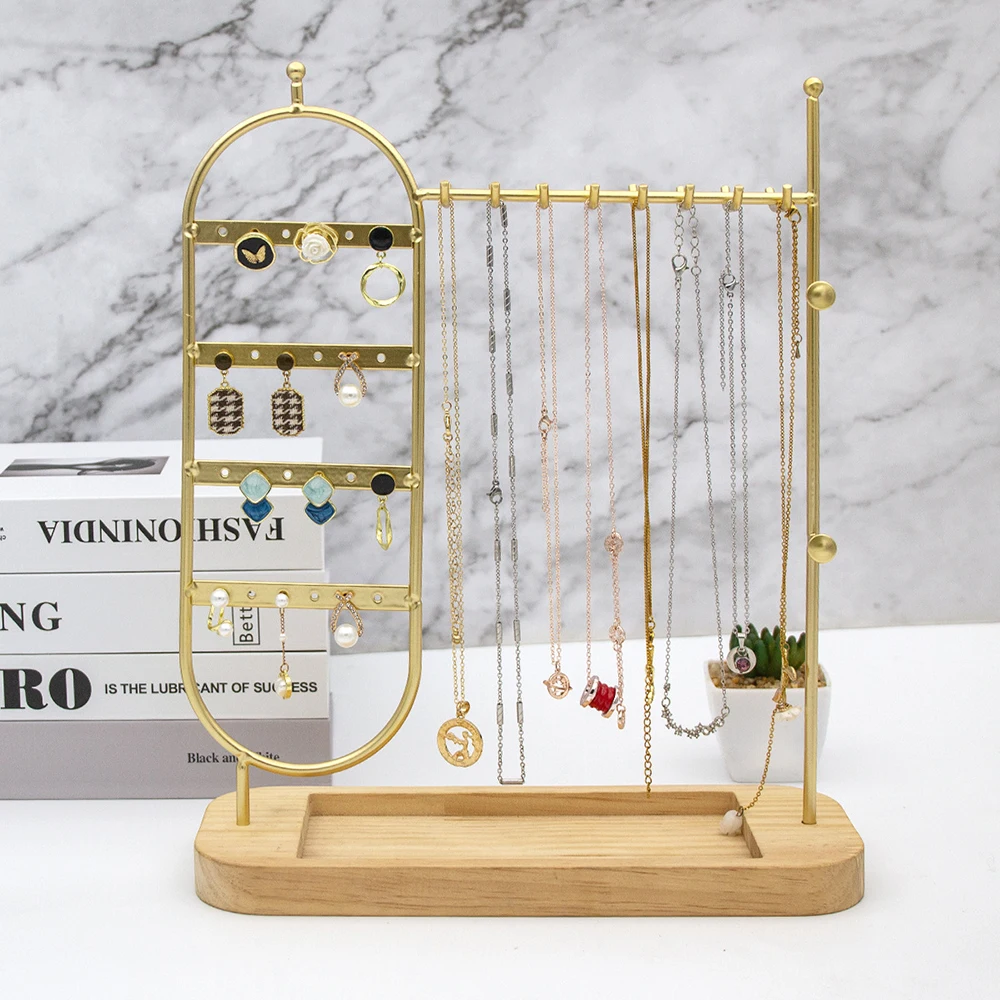 1 desktop solid wood base jewelry rack suitable for organizing and storing watches, earrings, bracelets, necklaces, etc