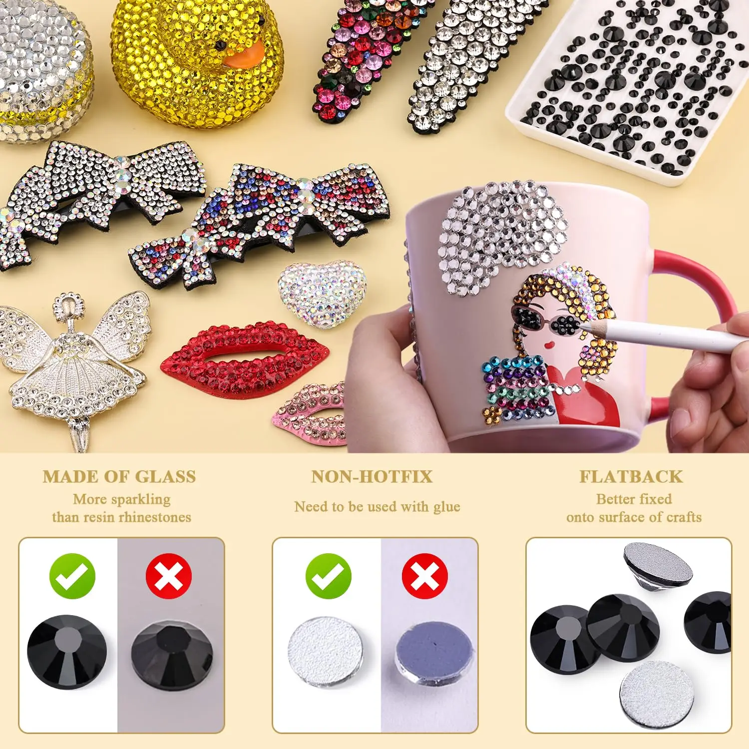 2mm 3mm 4mm 5mm 6mm schwarze Harzrhinesteine mit flacher Rückseite, geeignet für DIY-Handyhüllen, Basteln, Kunst, Bücher, Schuhe, Kostüme, Make-up. – Detail 2