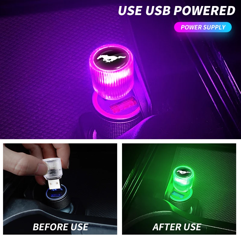 USB صغير LED سيارة ضوء السيارات الداخلية مصباح لتهيئة الجو لفورد موستانج 2005 2006 2007 2008 2009 2016 GT Mach-E 2013 إسكالا #4