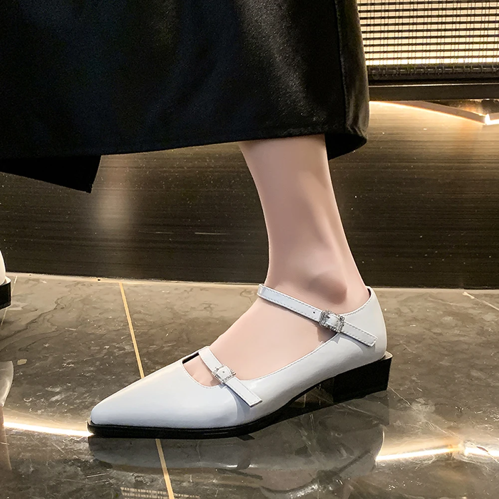 

Туфли Мэри Джейн на низком каблуке во французском стиле, женские туфли без шнуровки, повседневные туфли из полиуретанового материала, обновленная версия