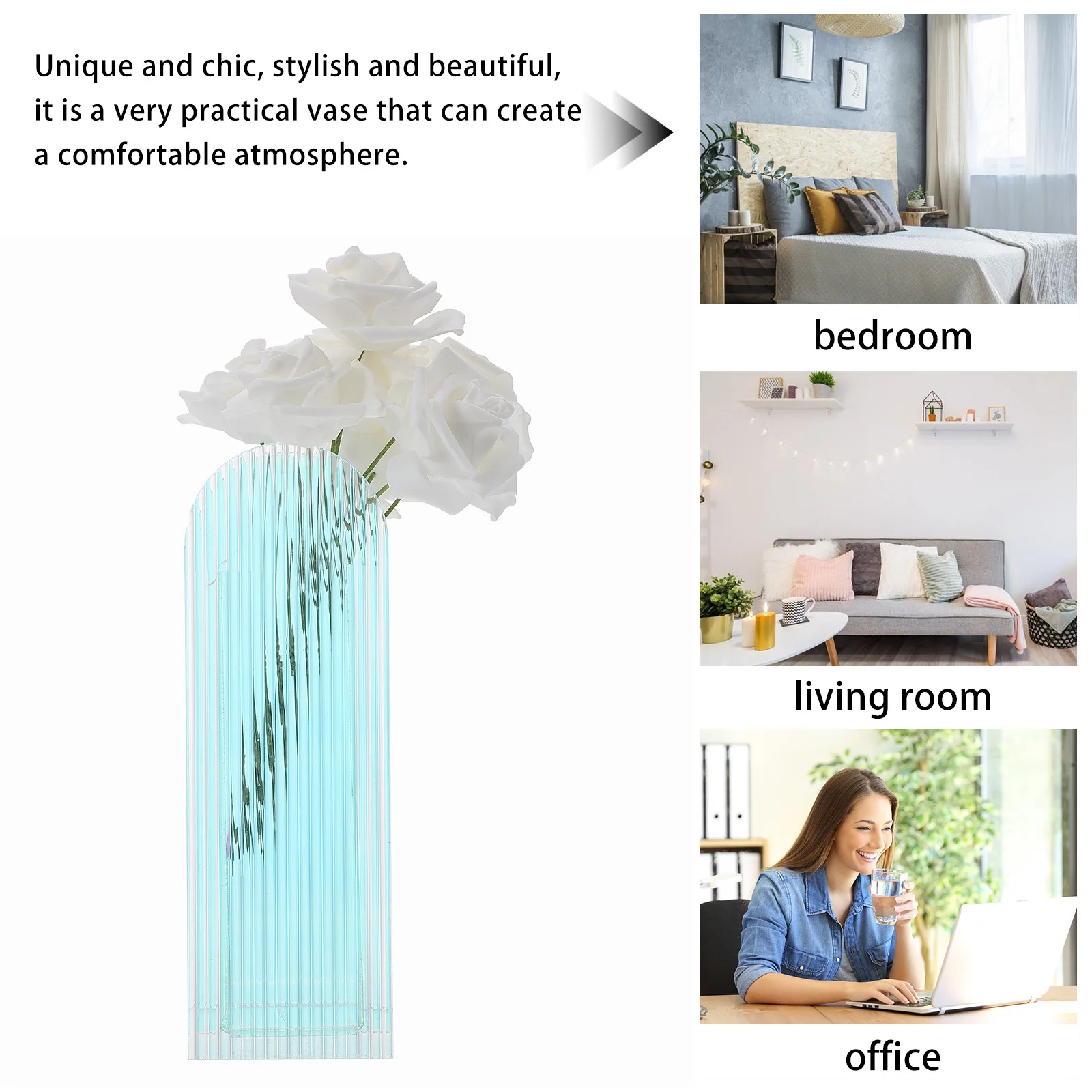 

Stylish Acrylic Flower Transparent Desktop Decorative Vase For Home Modern Artistic Flower Arranging Holder Unique
