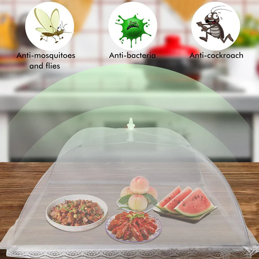 Cubiertas blancas plegables para alimentos, tiendas protectoras de verduras a prueba de polvo para el hogar, Camping, Picnic, barbacoa, juegos de utensilios de cocina, 5 uds.