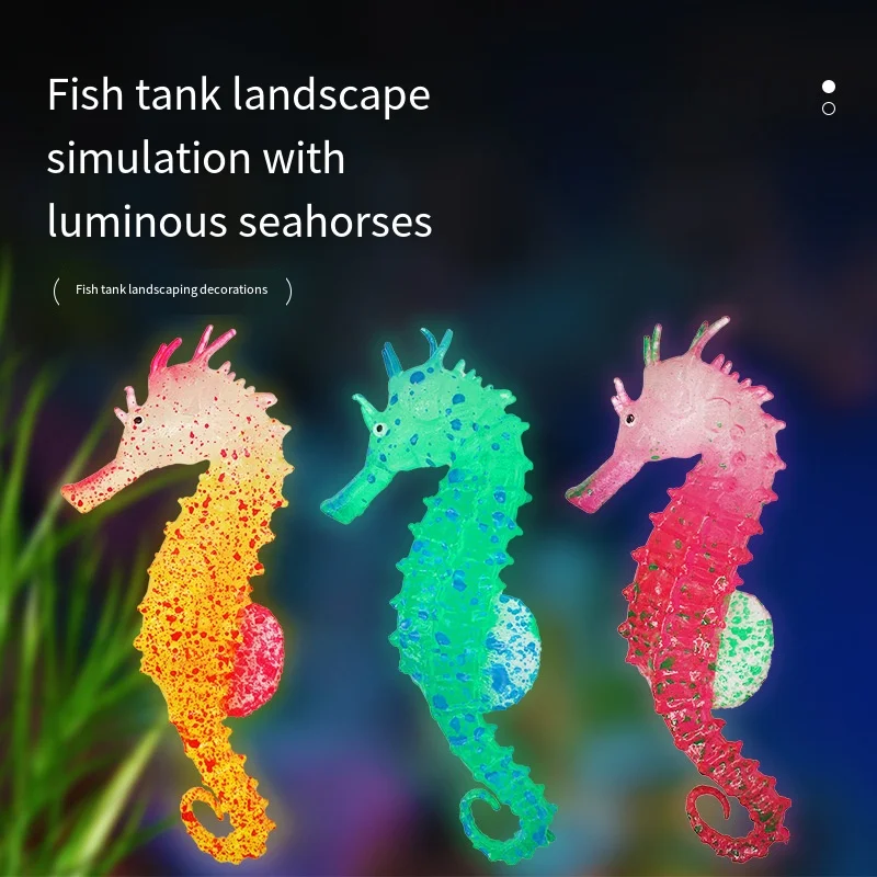 Aquarium Aquascape Dekorationen Simulation Glow in Dark Silikon Seepferdchen mit Saugnäpfen Aquarium Landschaft Dekorationen