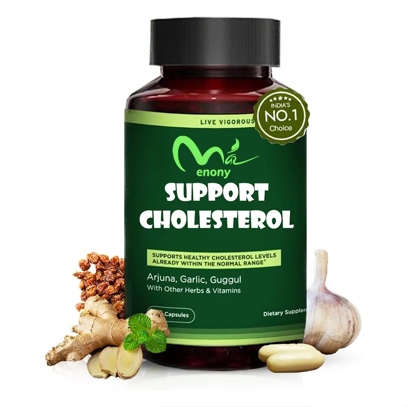 Cholesterol and heart health supplements, plant sterols, niacin, Arjuna, garlic, natural herbal vitamin support, 60 capsules