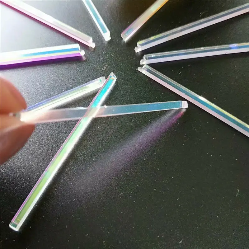 30pcs Defective Long Optical Glass Prism 7.2cm Length Colorful Crafts Decorative Prism Rainbow Strip Prism