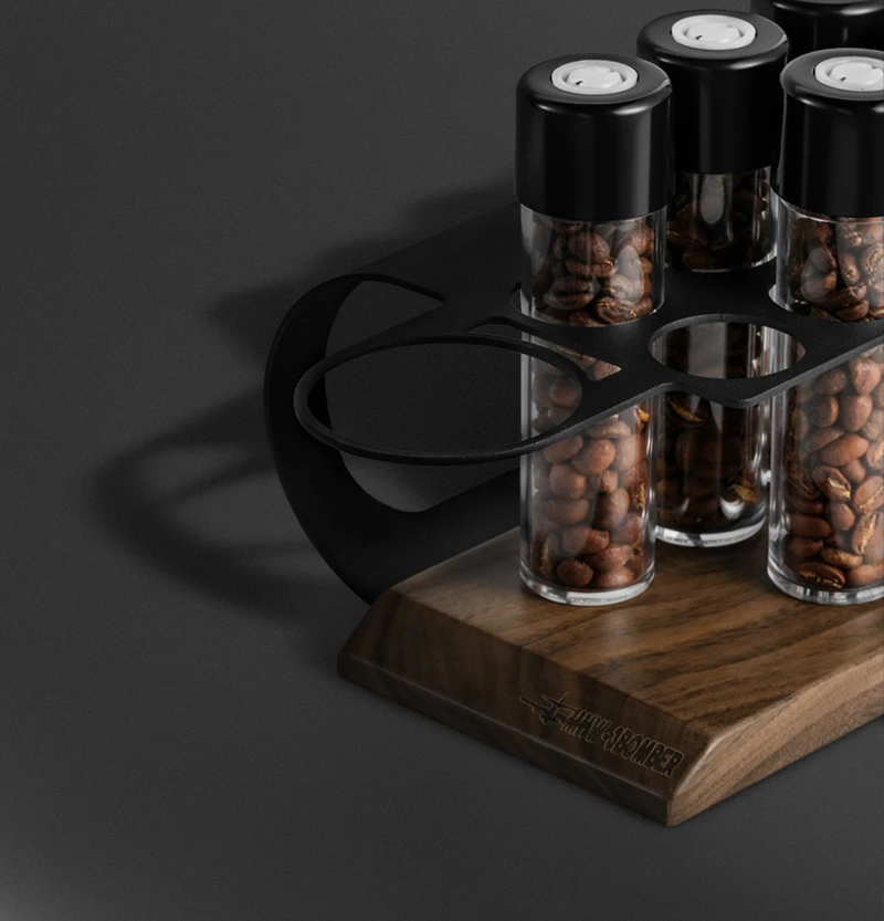 MHW-3BOMBER Coffee Bean Cellars Tubes Single Dose Coffee Bean Storage with 8 Tubes with Exhaust Valve Shelf & Funnel Cafe Tools