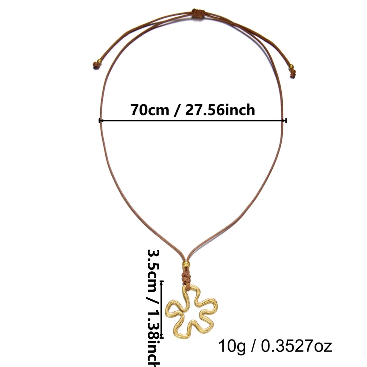 Halskette mit Anhänger in Form einer hohlen Wassertropfen-, Kreis-, Herz- oder Blumenform aus Edelstahl für Damen und Herren, minimalistischer, geometrischer Schmuck mit Wachsschnur. – Detail 36