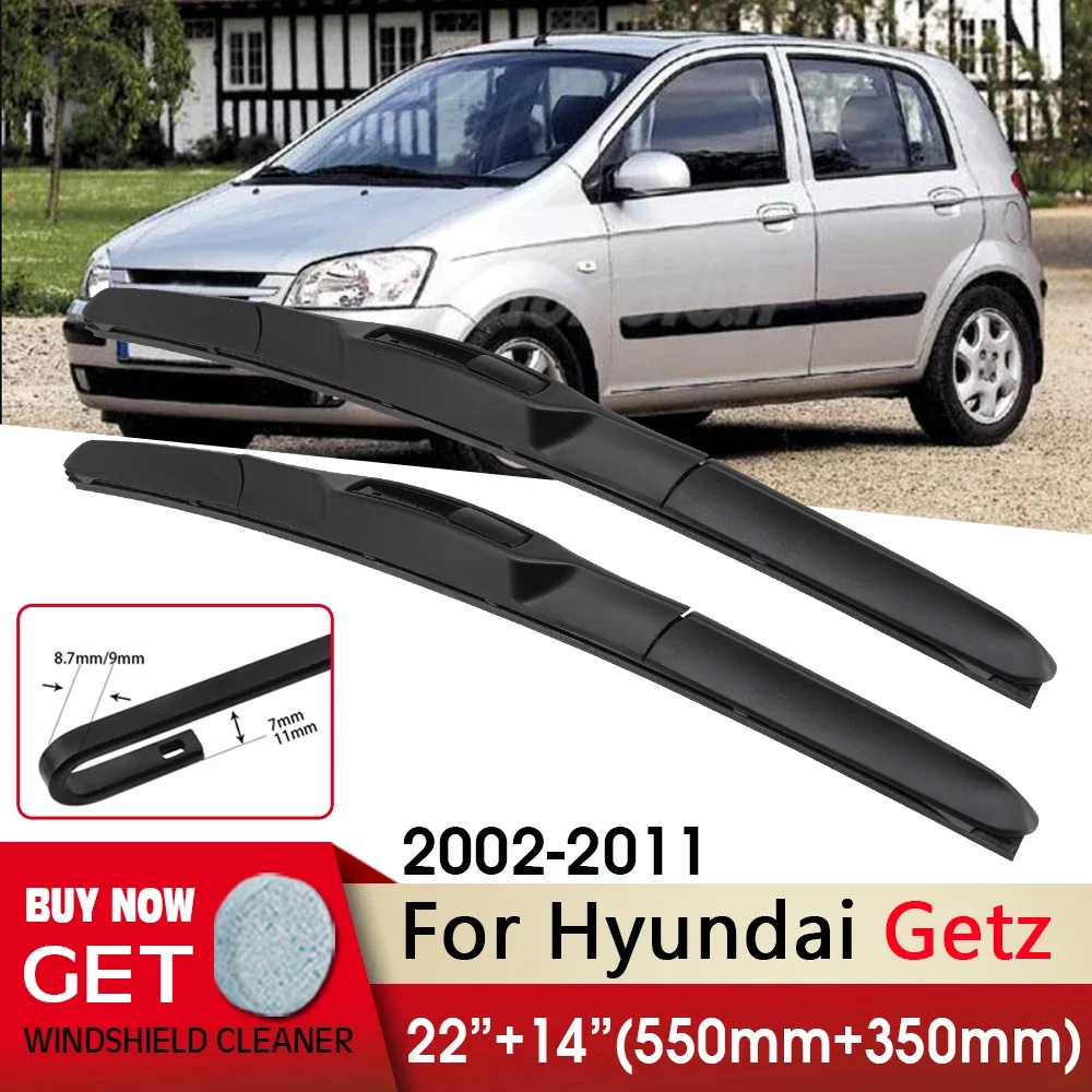 

Car Wiper Front Wiper Blade 22"+14" For Hyundai Getz 2002-2011 Fit U Hook Arm Front Windscreen Wipers Auto Accessories